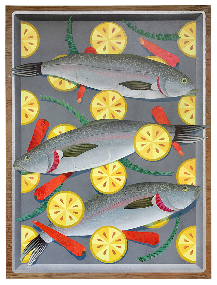 "Roasted Salmon with Lemons & Carrots," Casey Gray.
